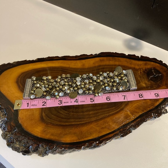 Anthropologie gold tone be-dazzled cuff bracelet - Picture 7 of 10